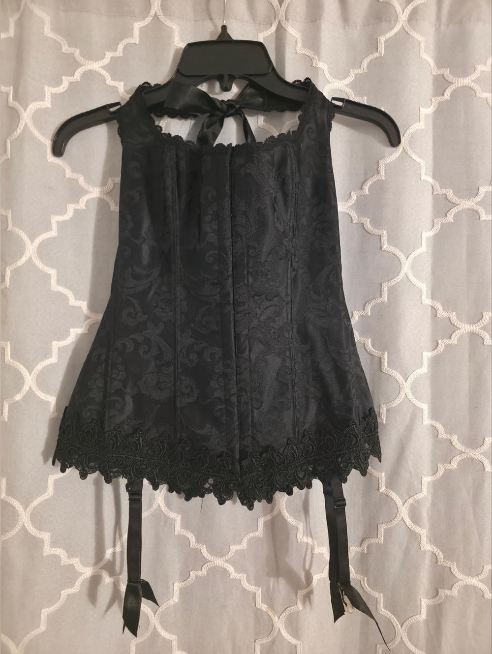 Frederick's of Hollywood Black Lingerie Top with Lace-Up Detail Size 38
